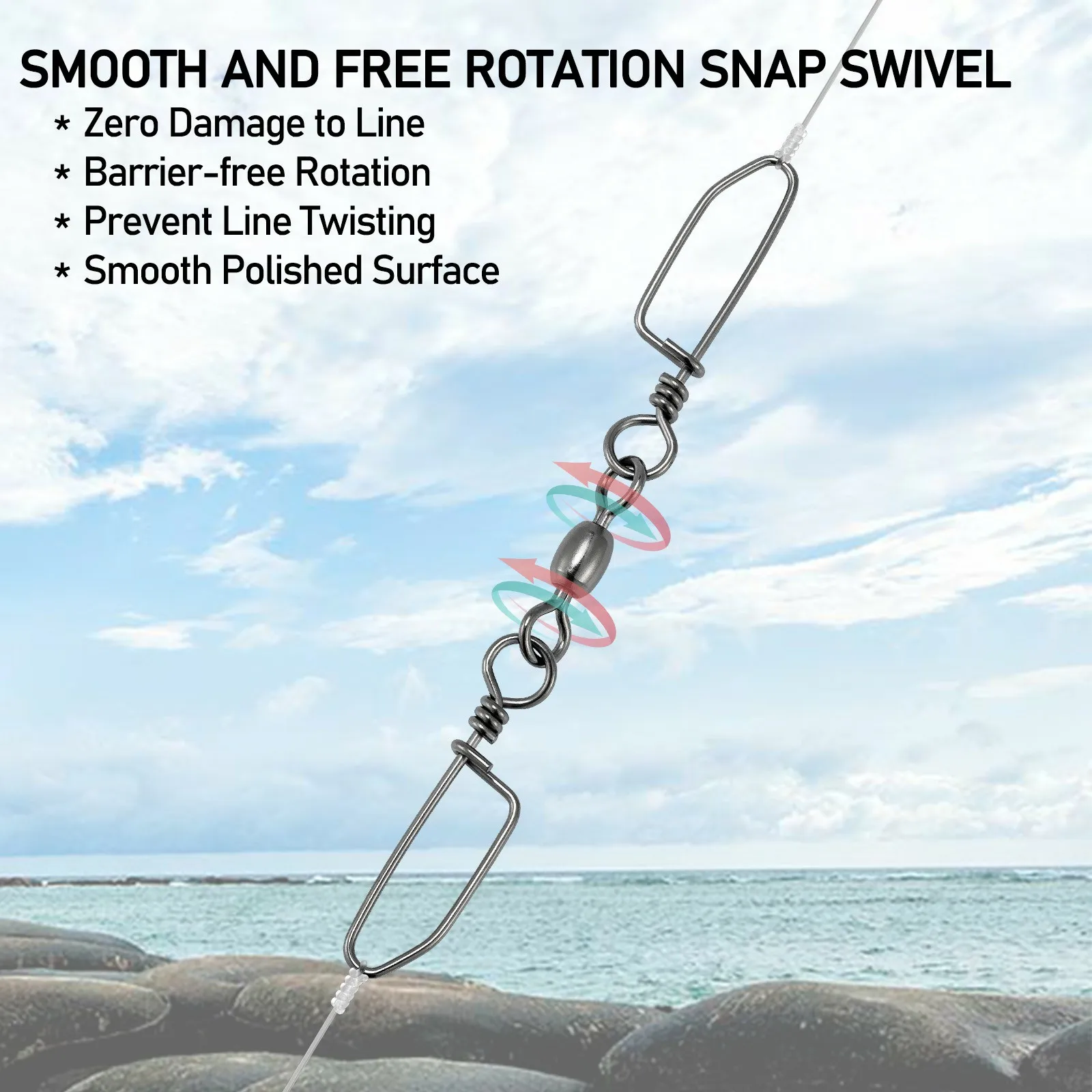 20/30pcs Double Fishing Snap Swivels  Stainless Steel Ball Bearing Crane Swivel Release Clip Connector Saltwater Terminal Tackle
