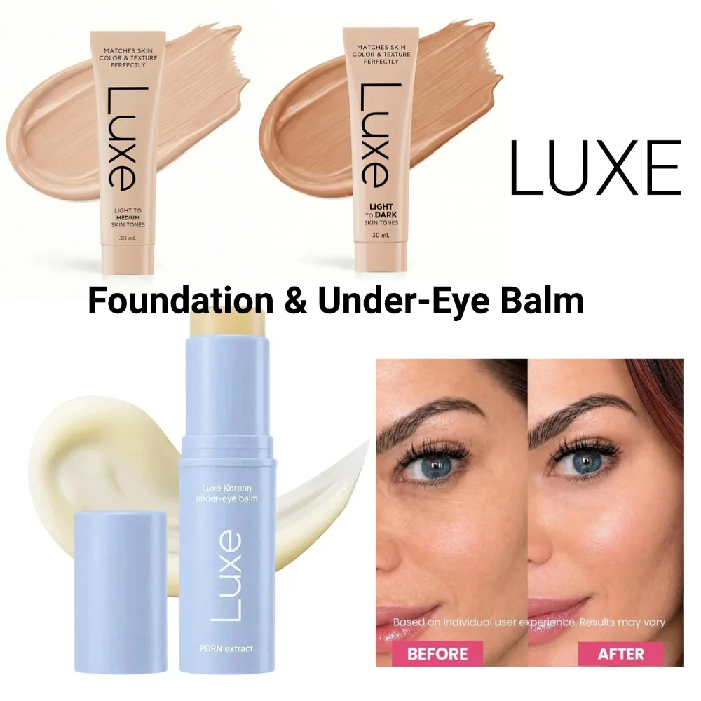 Luxe Professional Color-Changing Foundation Instantly Adapts to Your Skin Tone & 3-in-1 Under-Eye Multi Balm Hydrating Refreshin