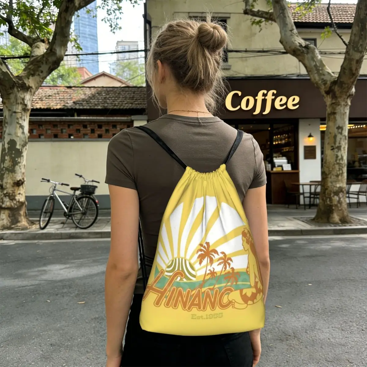 

Hinano Tahiti Backpacks Multi-function Drawstring Bundle Pocket Sports Bag Book Bags for Man Woman Students