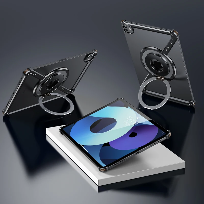 

Металлический безрамный защитный чехол Oatsbasf для iPad Pro 2024, 11 дюймов, чехол для планшета с подставкой на 360 градусов ° Поворотный чехол-бампер от падения