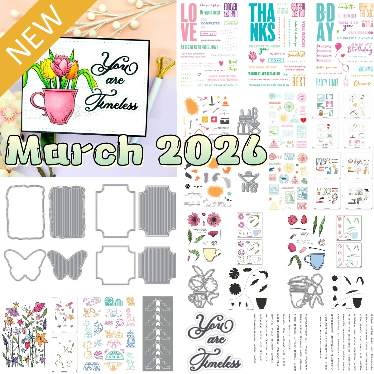 

New Tulips Postage Butterfly Metal Cutting Dies Clear Stamps Stencil for DIY Scrapbook Diary Decoration Embossing March 2026