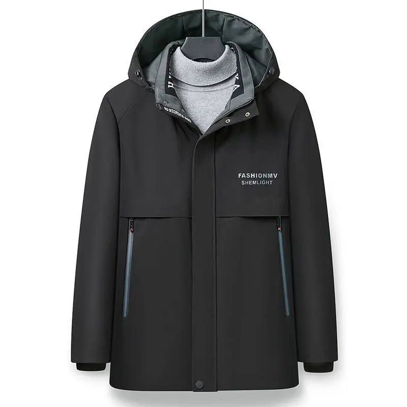 

Men's Winter New Warm Parka Jacket Outdoor Coat Casual Hooded Waterproof Thickened Rabbit Fur Removable Liner Parka 2022 New
