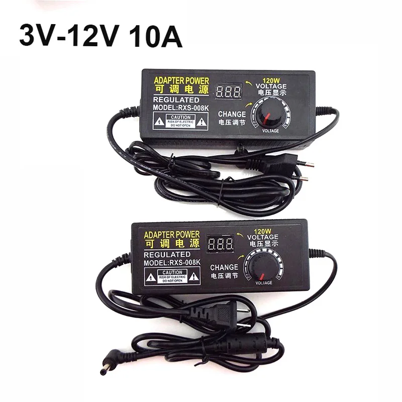 Adjustable 3V 12V 10A AC To DC Power Supply Power Adapter Supply Display Screen Universal Lighting Transformer 220V V27