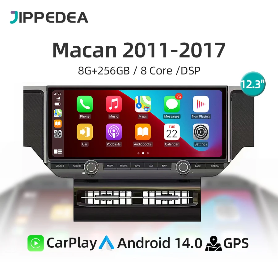 

12.3" Android 14 CarPlay GPS Navigation 8G 256GB 4G WiFi Bluetooth Car Radio For Porsche Macan 2011-2017 Car Multimedia Player