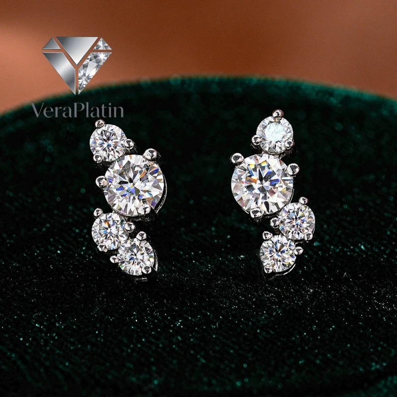 

ВераПлатин Подарок на День святого Валентина для любимой: асимметричное кольцо из платины PT950 с муассанитом 0.7 карата и бриллиантами из 18-каратного белого золота для женщин