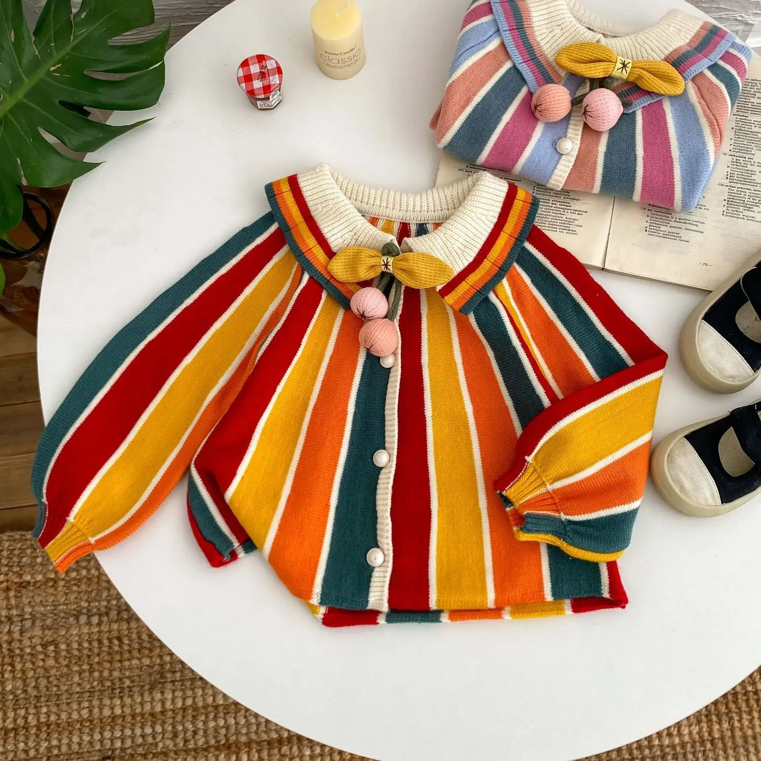 1-11Years Kids Striped Knitted Sweater Jackets Toddler Baby Button Cardigans Infant Cute Outwer Swear Coat 2 3 4 5 6 7 8