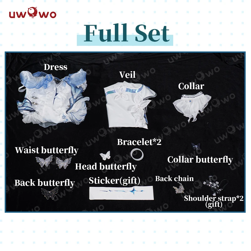 재고 있음 UWOWO Shorekeeper 코스프레 게임 Wuthering Waves Shorekeeper Fanart Qipao 가운 WuWa Shorekeeper 코스프레 의상 할로윈
