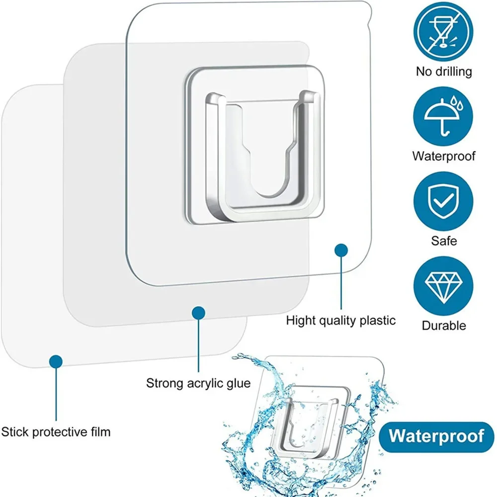 Ganchos adhesivos de doble cara para pared, colgador fuerte con ventosa, soporte de almacenamiento para cocina y baño, 1/5 pares