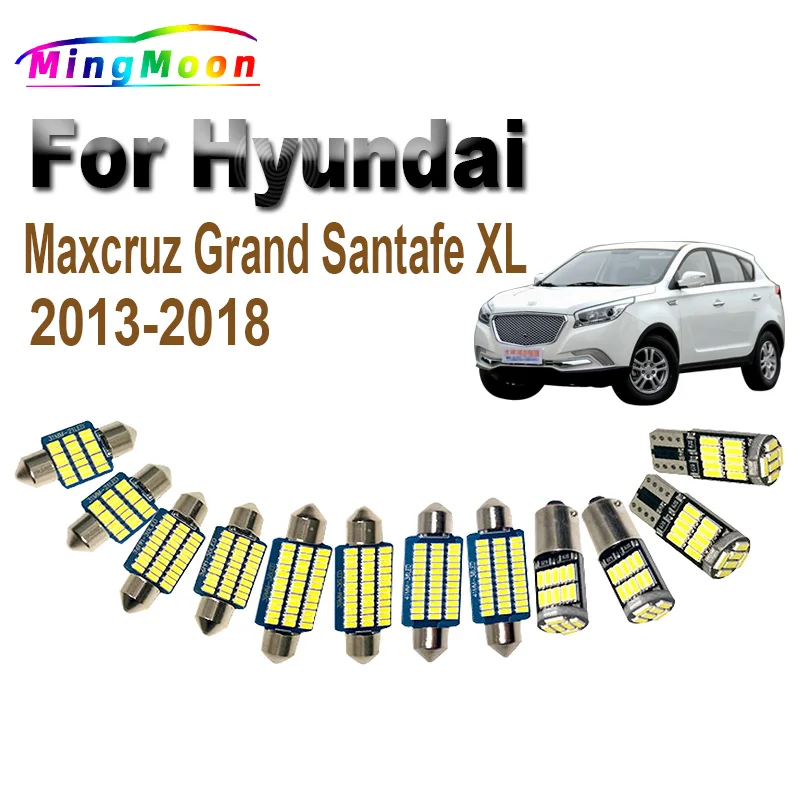 12Pcs Canbus Car Accessories For Hyundai Maxcruz Grand Santafe XL 2013-2016 2017 2018 LED Interior Map Dome Trunk Light Kit