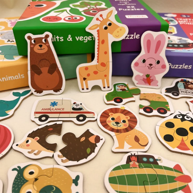 

Cartoon Animal Paper Puzzle Children's Early Education Fun Enlightenment Puzzle Cognitive Matching Toy