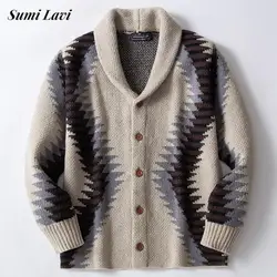 Streetwear Mens Fashion Knitting Cardigans Fall Winter Vintage Jacquard Crochet Knit Sweater Jackets For Men Casual Sweatercoats