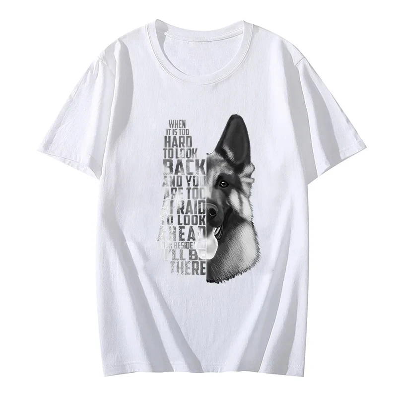 Black and White Mens T Shirt Fashion Clothes Casual T-Shirt for Men German Shepherd Printed Short Sleeve T-Shirt German Shepherd