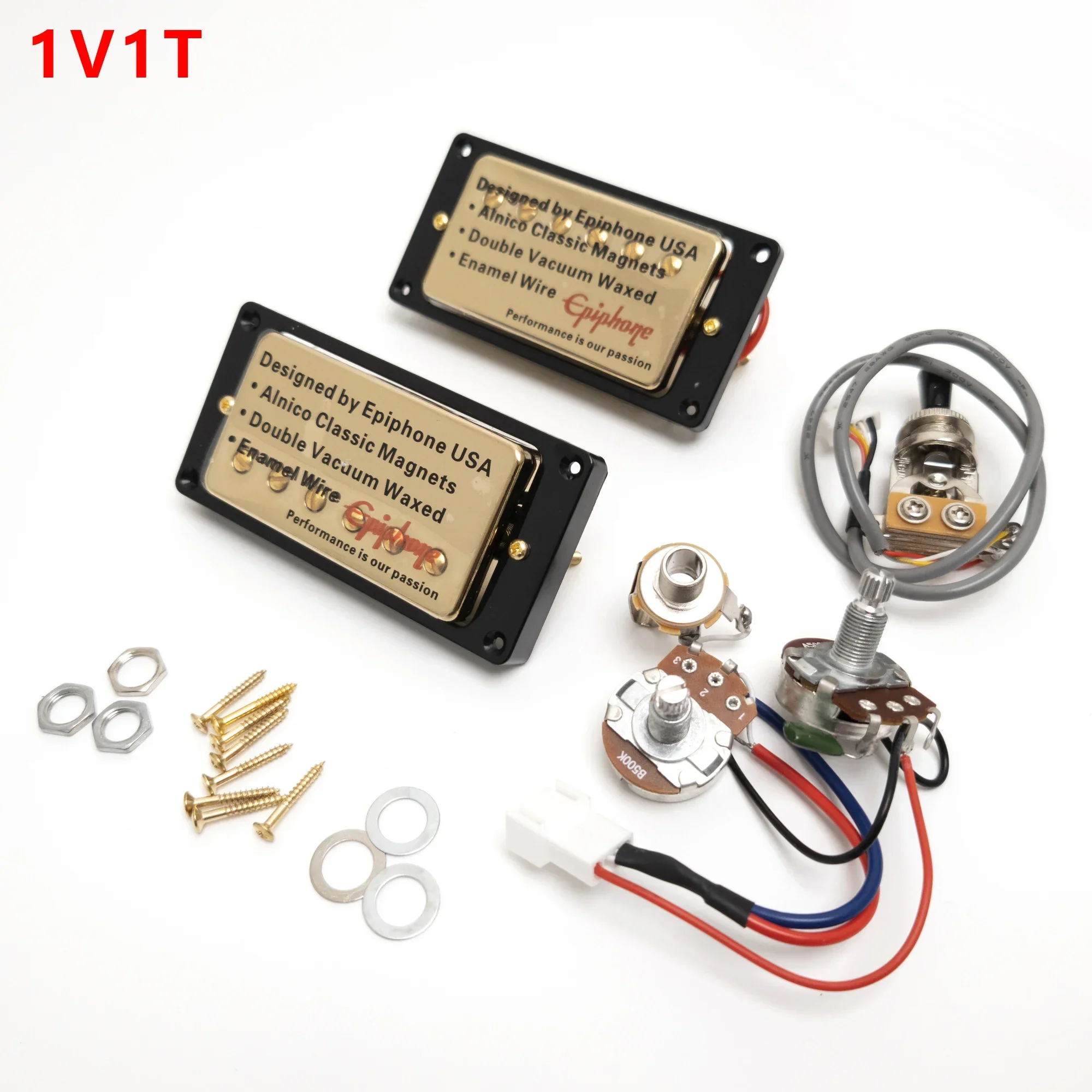 

Набор звукоснимателей для электрогитары Humbucker Bridge & Neck с жгутом проводов 1V1T, запасные части для 2-проводной гитары