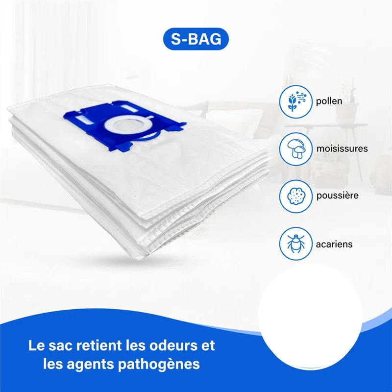 ABZA-Replacement S-BAG Vacuum Cleaner Bags(10 Pcs) For AEG, Electrolux-Footnote-For FC8021, GR201S-Models