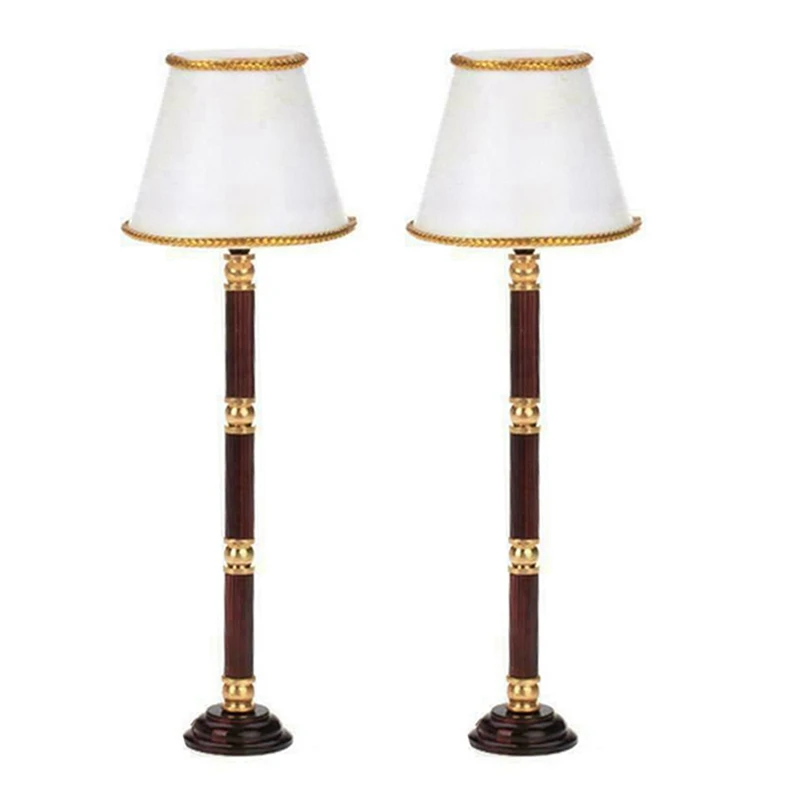 2X 1/12 Dollhouse Miniature LED Light Floor Lamp Battery Powered Switch Wireless Operated