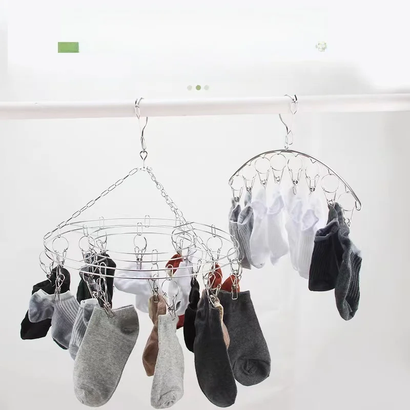 

Stainl Steel Clothes Hanger with Multiple Clips for Home Use Underwear Drng Ra for Hanging Clothes And Sos round Disk