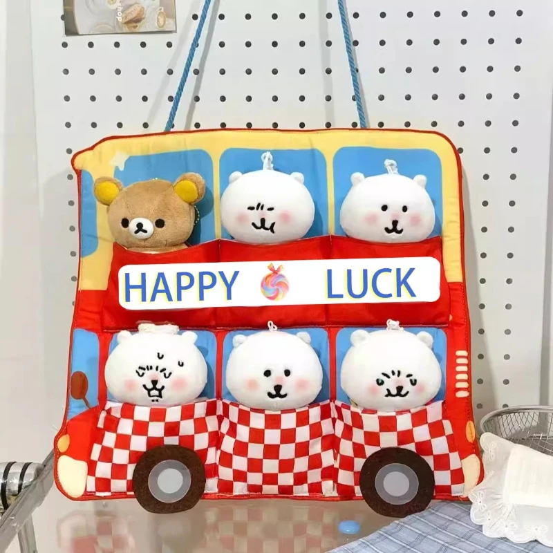 

Cute Double-Layer Bus Wall Mounted Fabric Doll Storage Bag Suitable For 10cm Cotton Doll Large Capacity Storage Doll Accessories