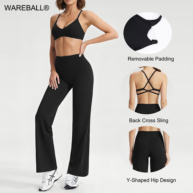 

WAREBALL, одежда для йоги из 2 предметов, женский спортивный костюм, спортивный костюм с перекрестной спинкой, мягкий топ для йоги, женский спортивный бюстгальтер, леггинсы для спортзала, пилатес, фитнес