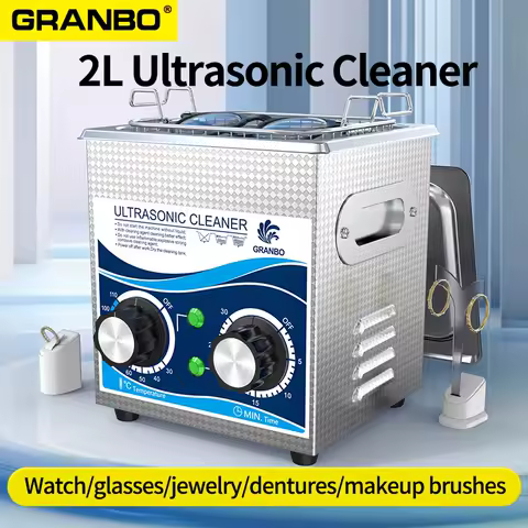 Granbo 2L Ultrasound Cleaning Machine 60W Powerful Ultra Sonic Bath Dentures Glasses Jewelry Phone PCB Ultrasonic Bath