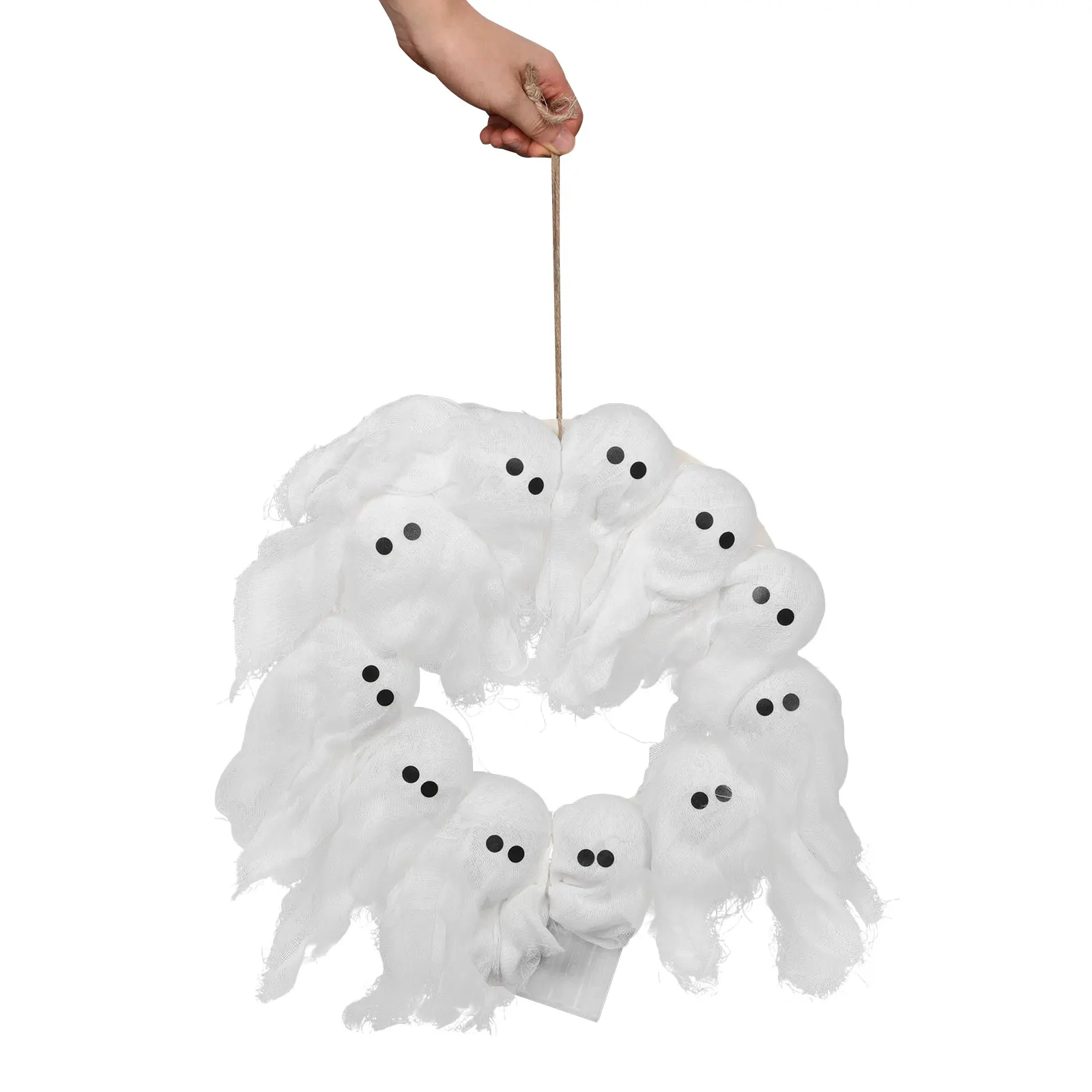

Halloween Ghost Wreath Decorative Cloth Door Hanger Fabric Garland Wreaths White Decorations Hanging Front