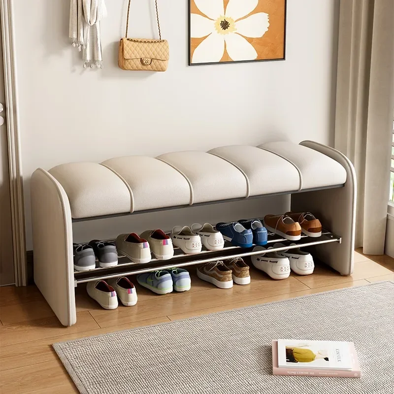 مقعد تغيير الأحذية، خزانة أحذية جالسة، مقعد تغيير الأحذية في باب المنزل، مقعد أريكة طويل فاخر خفيف، مقعد نهاية السرير