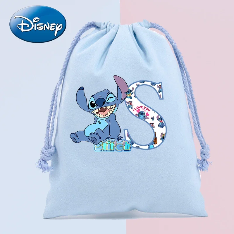 Lilo & Stitch Disney Drawstring Gift Bag Cosmetic Bag Cartoon Portable Storage Organize Bag Fabric Draw Pocket ToiletryBag Gift