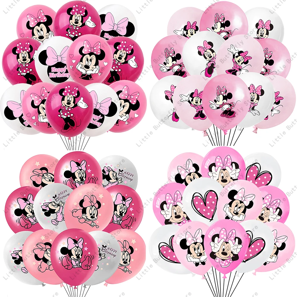 Disney 10/20/30 buah balon lateks Mouse Minnie 12 inci balon pesta perlengkapan pesta balon untuk dekorasi pesta ulang tahun