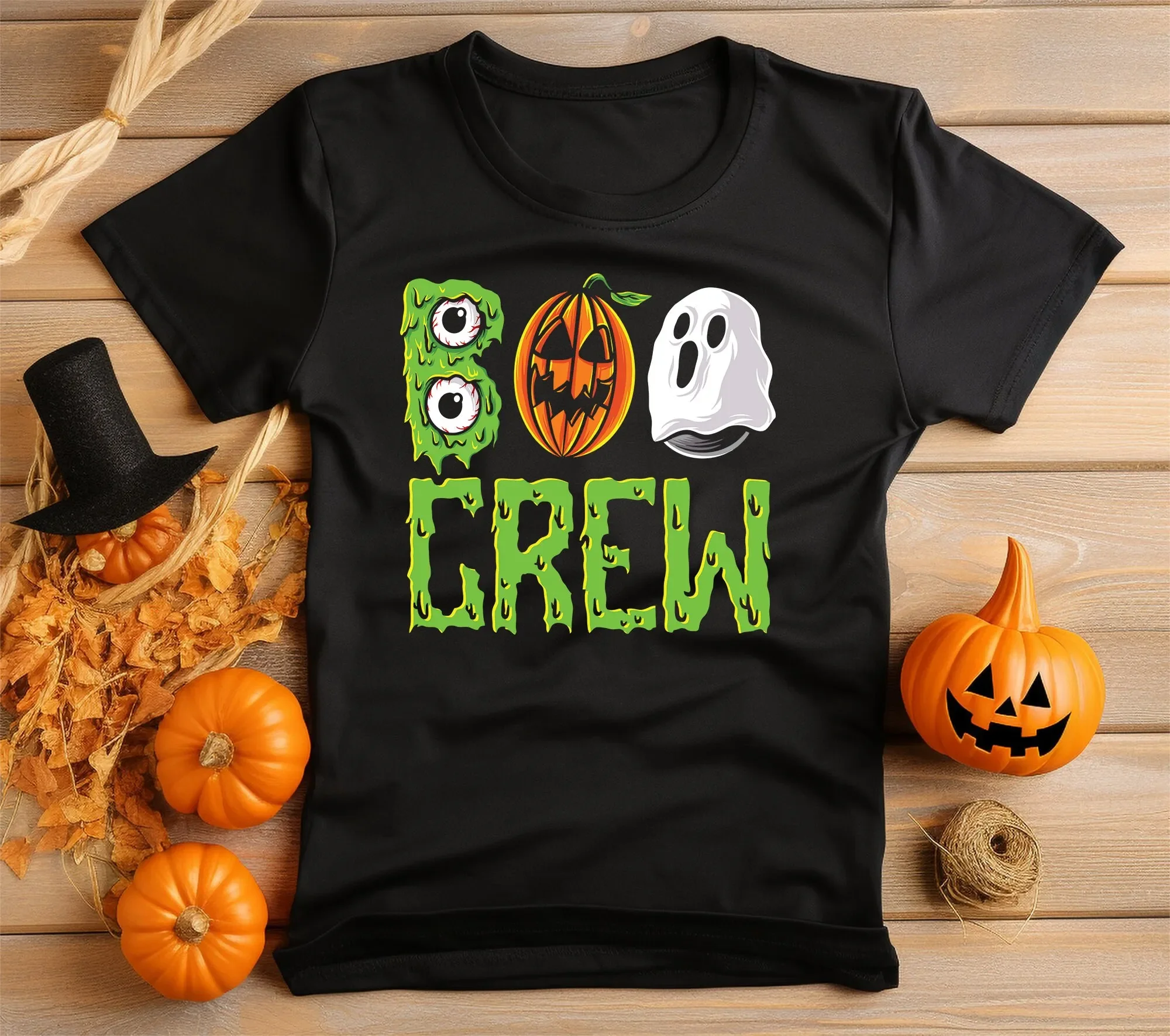 Boo Crew Halloween T Shirt Vibrant Print No Fade Soft 100 Cotton Black Neat Stitching Style Adults