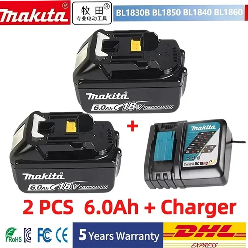 

100% Makita Original 18V 6000mAh Lithium ion Rechargeable Battery 18v drill Replacement Batteries BL1860 BL1830 BL1850 BL1860B