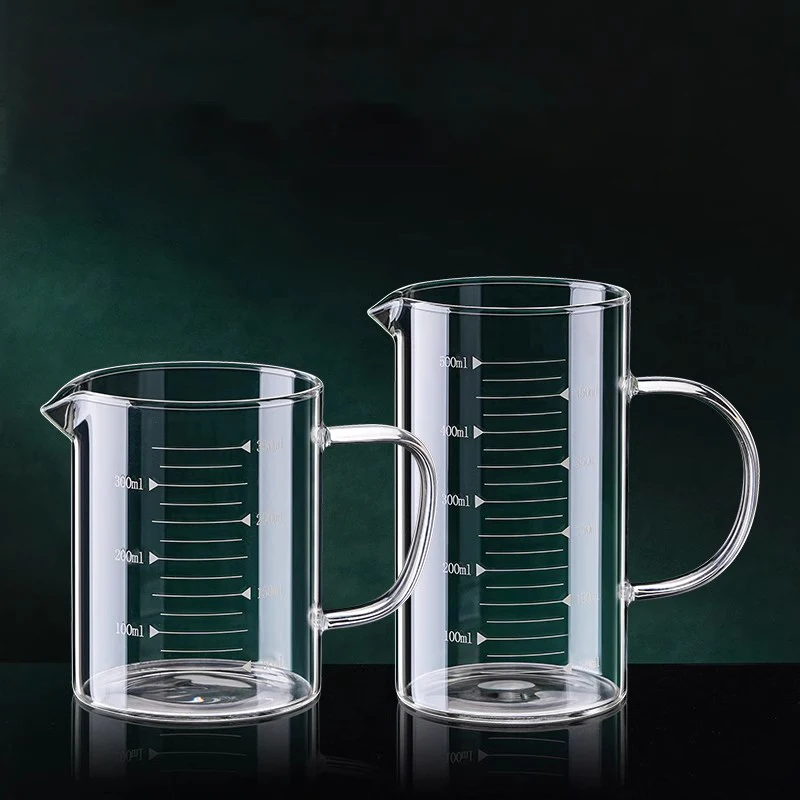 1/2pcs Glass Measuring Cup With Handle Heat-resistant Laboratory Beaker Kitchen Milk Coffe Measuring Mug 250/350/500/1000ml