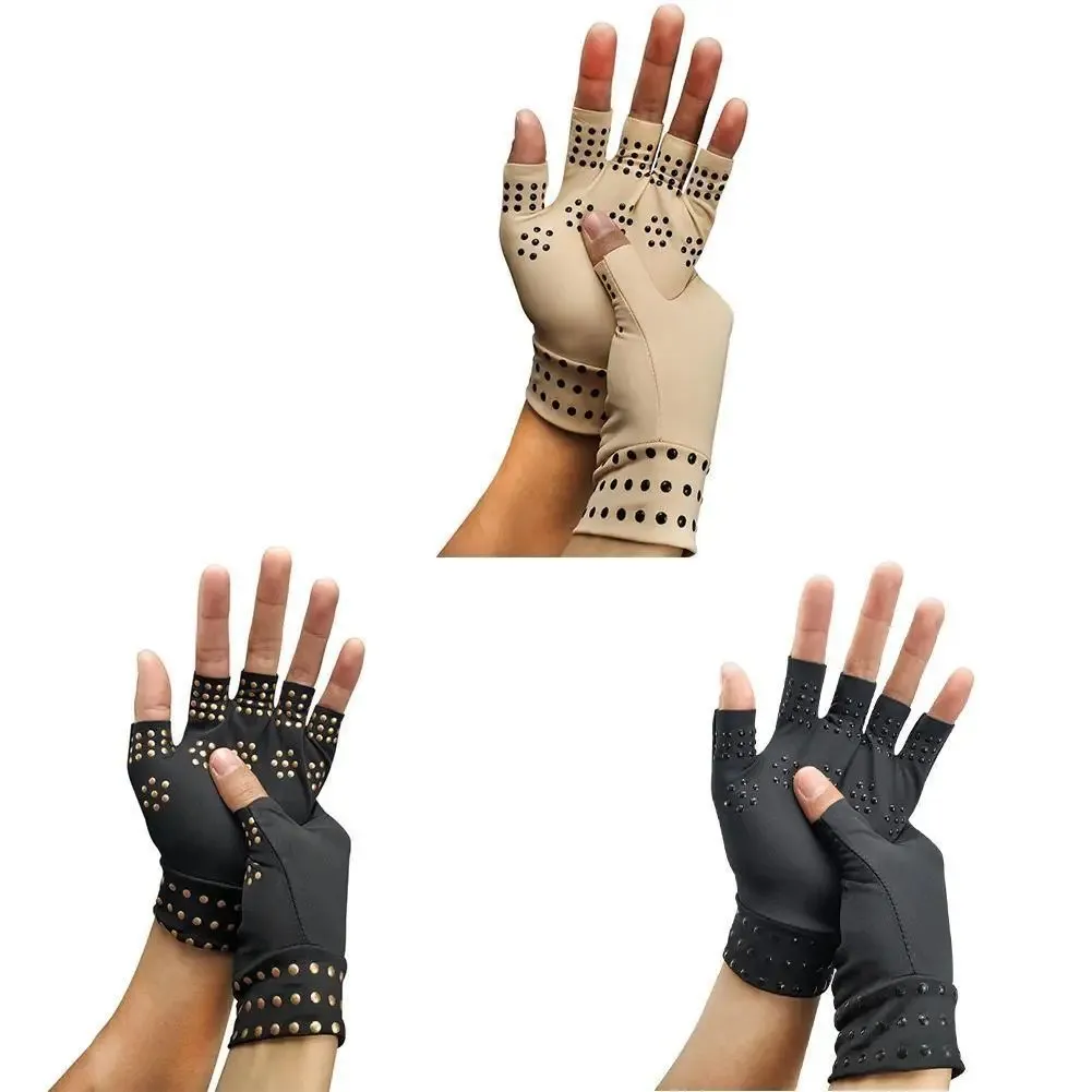 Magnetic Gloves Arthritis Therapy Compression Support Heal Joint Pressure Non-Slip Half-Finger Hand Brace Pain Relief Gloves