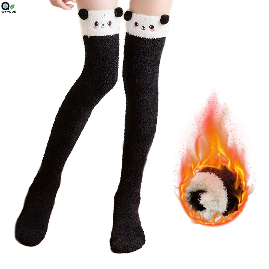 

1 Pair Snug Fleece Over Knee Socks Plush Cozy Winter Fall Sweet Long Female Hosiery Soft Fuzzy Leg Warmers Floor Stockings
