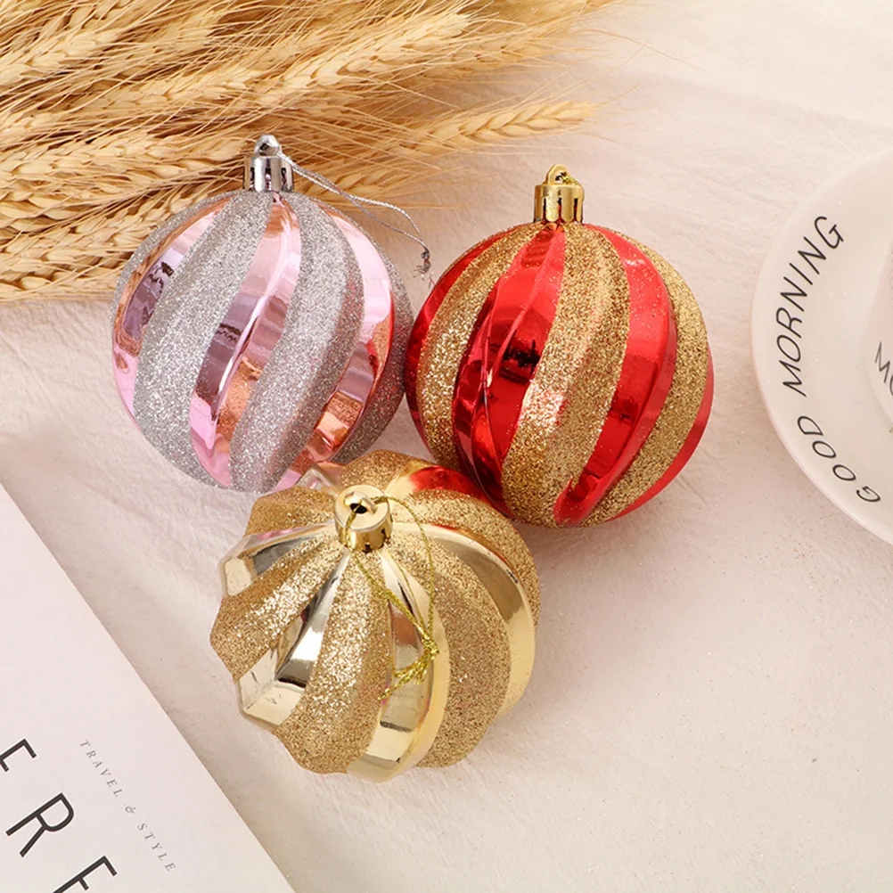 12 قطعة كرة معلقة لعيد الميلاد قلادة لامعة ممتازة لشجرة المنزل والمكتب وحفلات الزفاف ديكور مركزي فضي #4