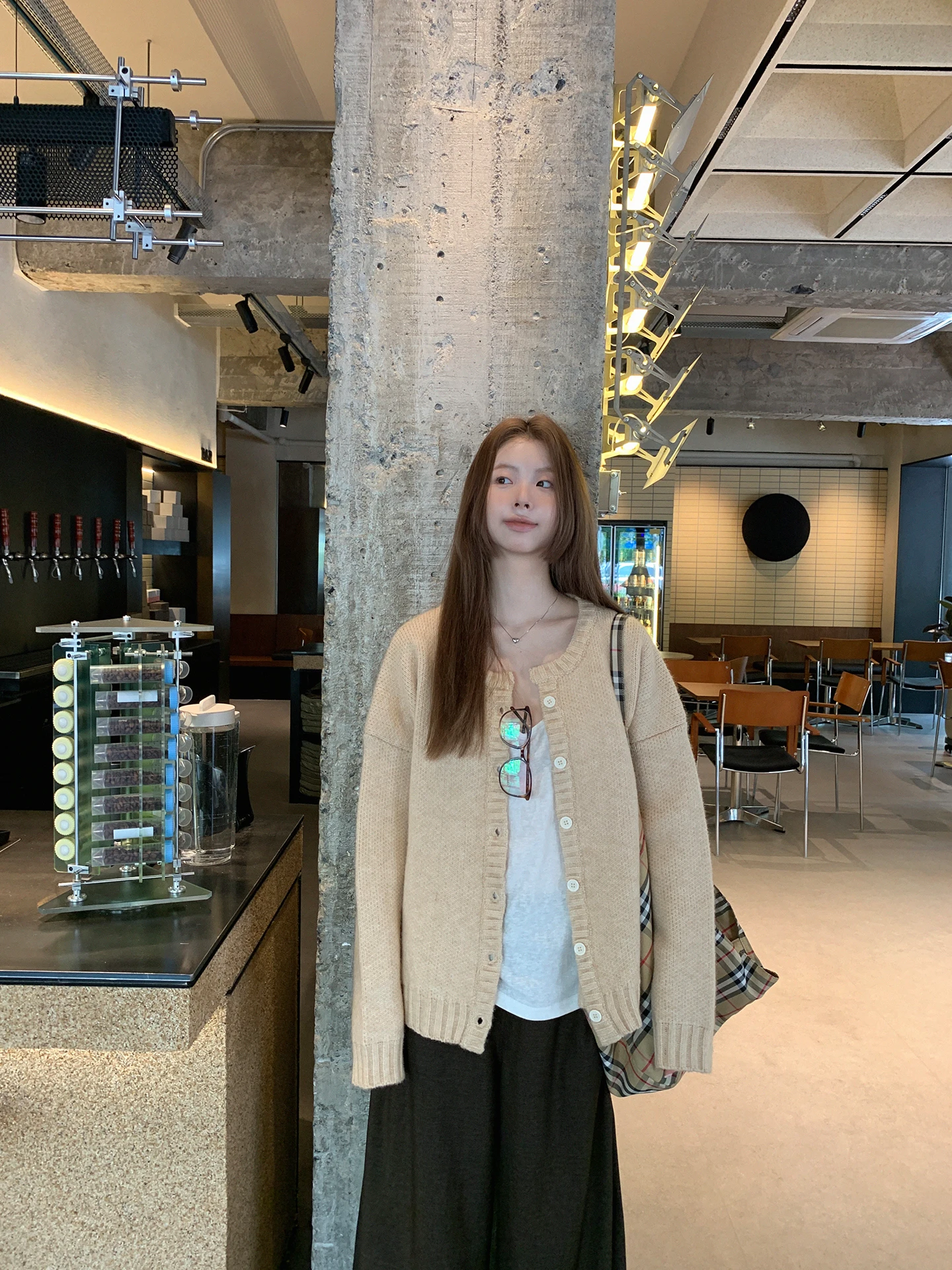 كارديجان نسائي أحمر محبوك مفتوح، فضفاض وجميل وفريد، ملابس خارجية عصرية للخريف، سترة بأسلوب عملي #1