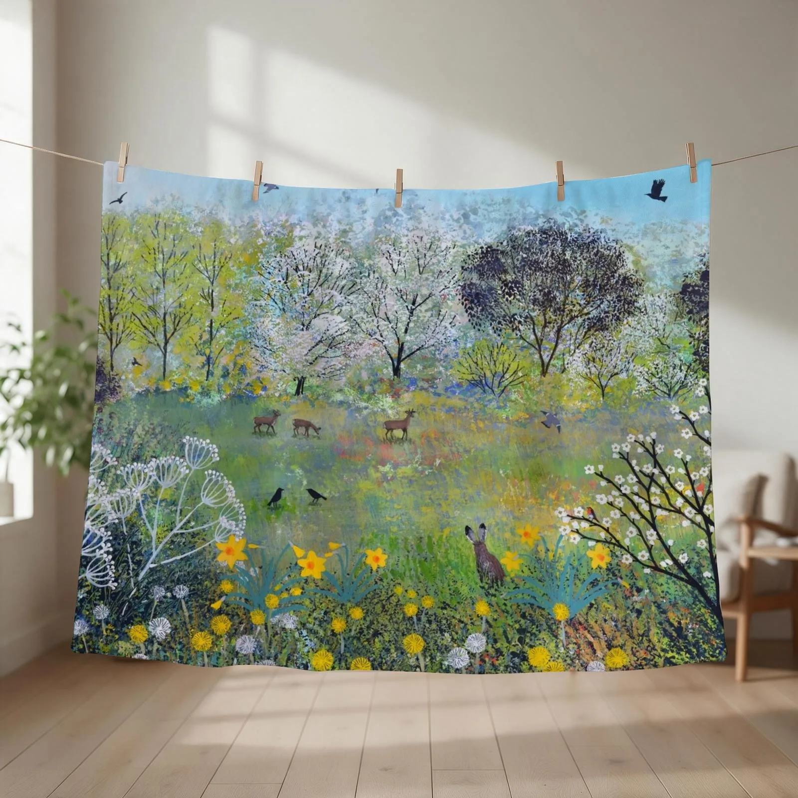 Looking Over Spring Meadow Throw Blanket couch cozy soft plush fuzzy picnic outdoor blanket