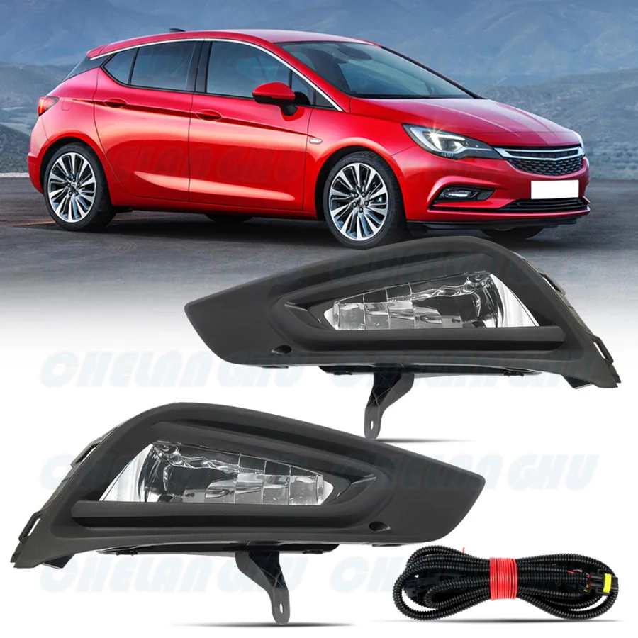 

For Vauxhall/Opel Astra K Sports Tourer 2015 2016 2017 2018 2019 Car 1 Set Front Halogen Fog Light Lamp+Grille Cover With Wire