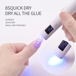 Mini lámpara de uñas LED UV blanca, secado rápido, secador de uñas de Gel de mano, Cable USB, linterna profesional para arte de uñas