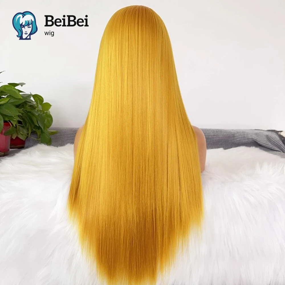 13*4 الذهبي الأصفر الدانتيل الجبهة الباروكات الطبيعية للنساء عام 26 بوصة طويلة مستقيم الاصطناعية الدانتيل الباروكة ل تأثيري شعر مستعار أشقر