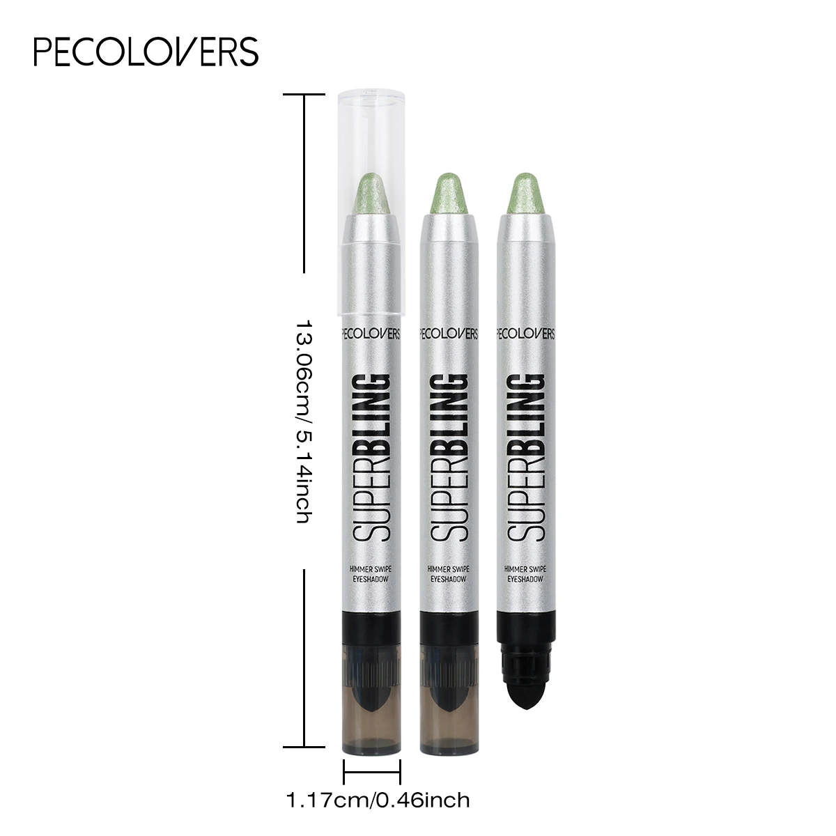 1PC metalen glitter oogschaduwstick met glanzend effect, met borstel, waterdicht en vlekbestendig, kan worden gebruikt voor toneelmake-up