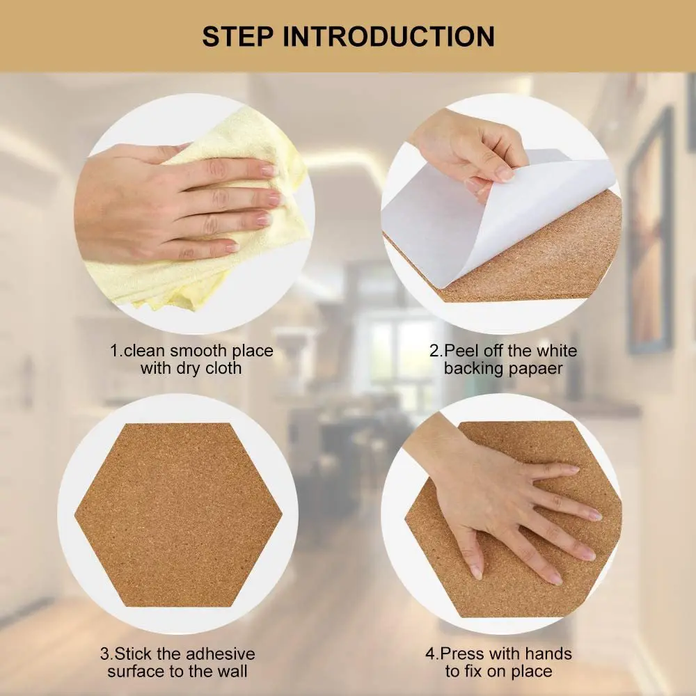 1/2/4/6pcs Cork Board Removable Cork Board for Walls Small Sheet Cork Board Wall Table