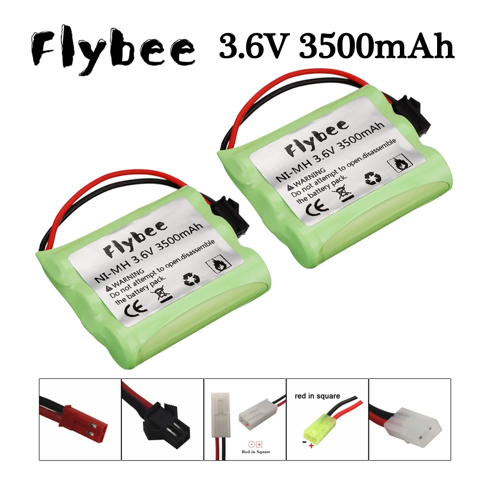 2pcs 3.6V NIMH Battery Upgrade 3500mah Rechargeable Battery Pack SM/JST/Tmaiya Plug For Electric RC Toys Car Trucks Tanks Boats