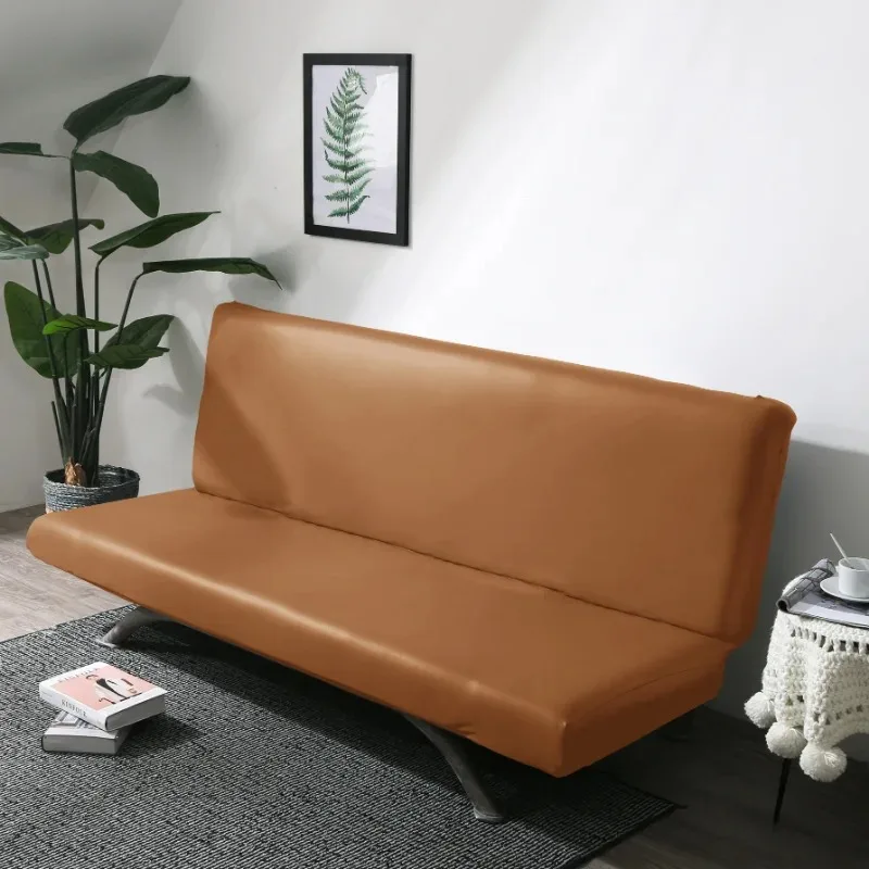 PU Leather Without Armrest Slipcover Elastic Sofa Bed Cover Anti-dirty Folding All-inclusive Couch Cover Pet Furniture Protector