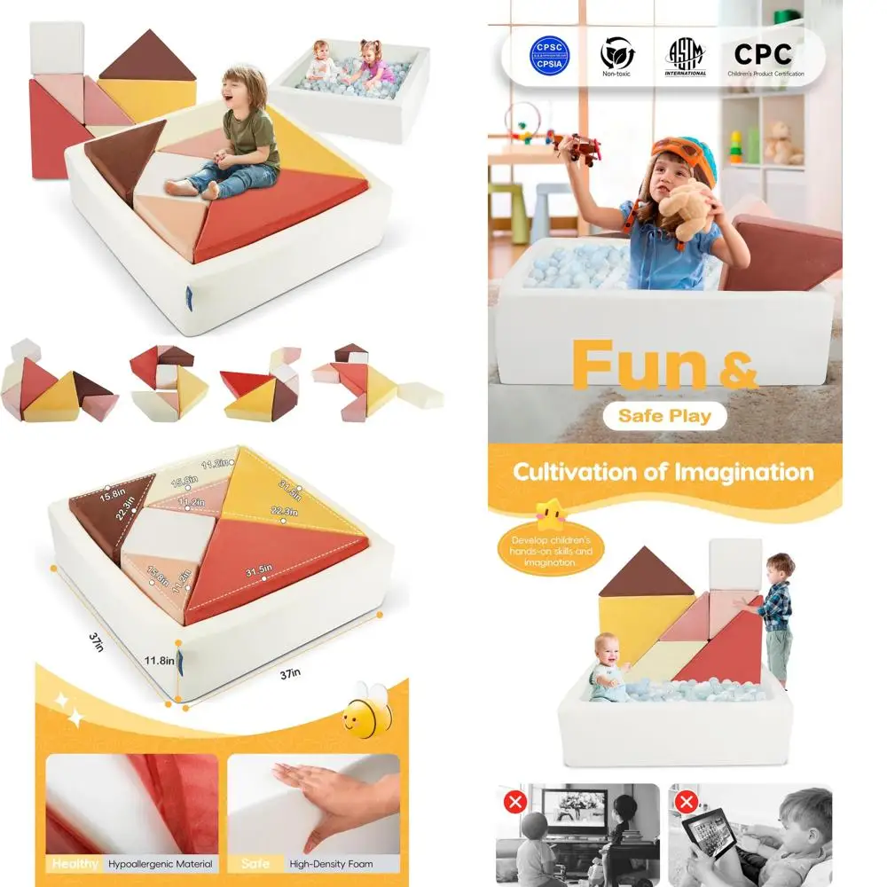 Divano da gioco per bambini con puzzle quadrati Tangram, mobili per divani modulari per la risoluzione dei puzzle e la costruzione dei posti