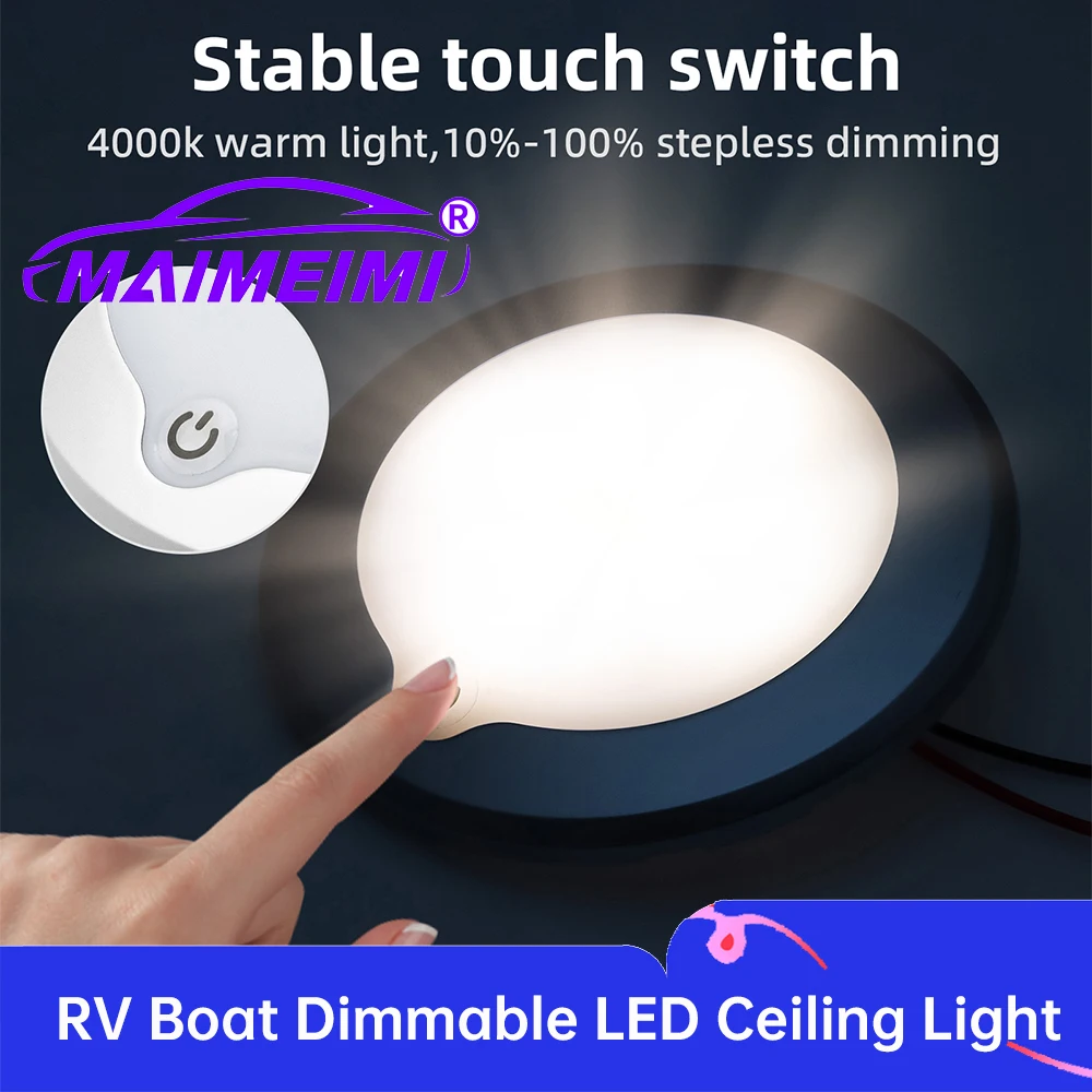 

12V LED Car Interior Lighting Lamp 2.4W 3000K Touch Inside RV Roof Light Kit for RV Camper Van Boat Trailer Bright White