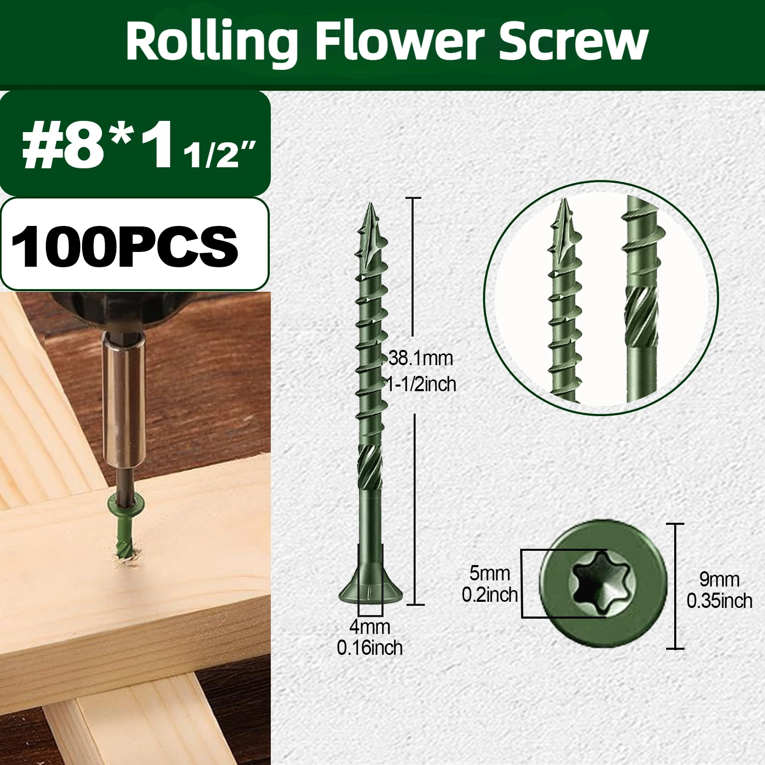 

100 шт. углеродистая сталь # 8 # Комплект саморезов 10, высокопрочный саморез по дереву, тип пазля Torx