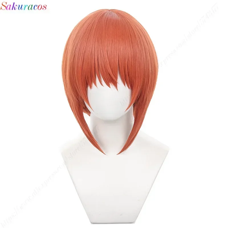 Gintama cosplay Kagura wig short orange wigs heat resistant synthetic hair Kagura headwear hair clips prop free wig cap