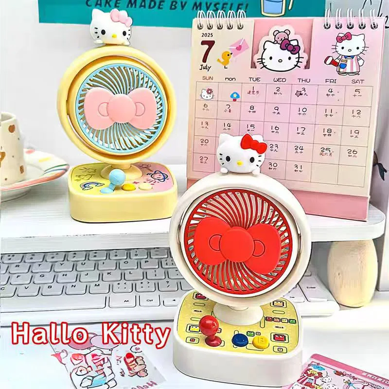 

Hello Kitty USB Desk Fan Powerful Wind 3 Speed Settings Rechargeable Battery Operated for Office Desktop Dorm Bedroom Students G