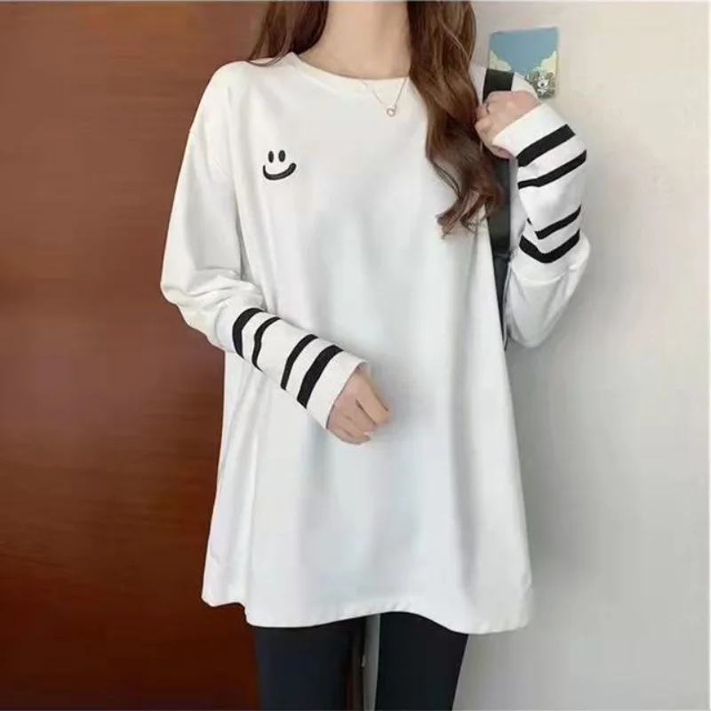 T Shirts Female Long Sleeve Clothes Autumn Tees Spring Top for Women Harajuku Original Causal Luxury Vintage Causal O Pulovers Y