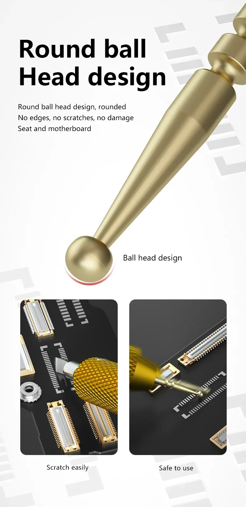 MaAnt M061 Gold Plated Tin Dragging Needle FPC Connector Reballing Solder Bar 3 Bars with Ultralight Carbon Fiber handle Set