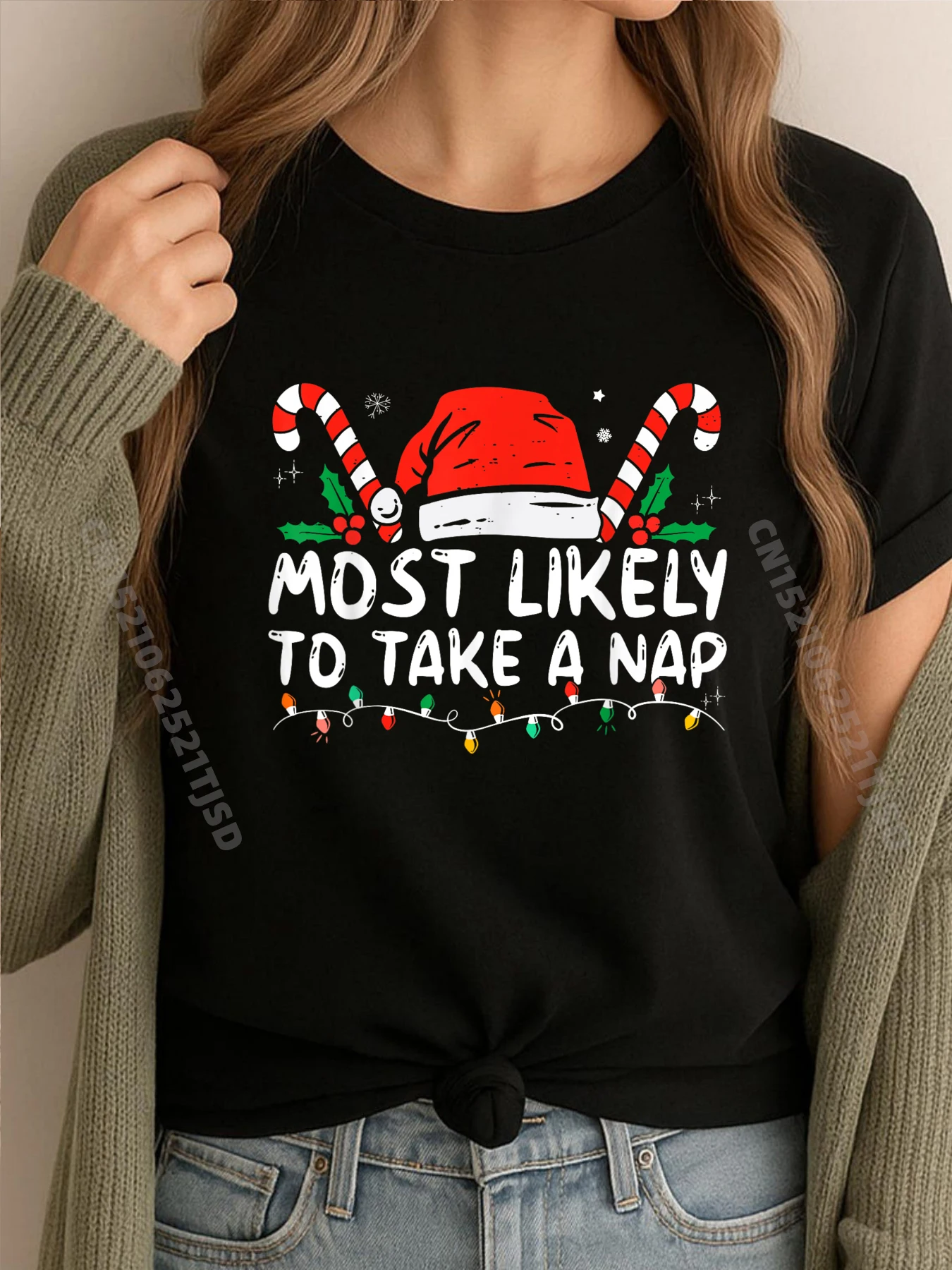 

Most Likely To Take A Nap Family Matching Christmas Grpahic Tee Mans Meme Tshirt
